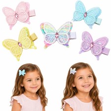 5 Pcs Butterfly Hair Bows Clips for Girls, Fully Lined Soft Fabric Alligator ...