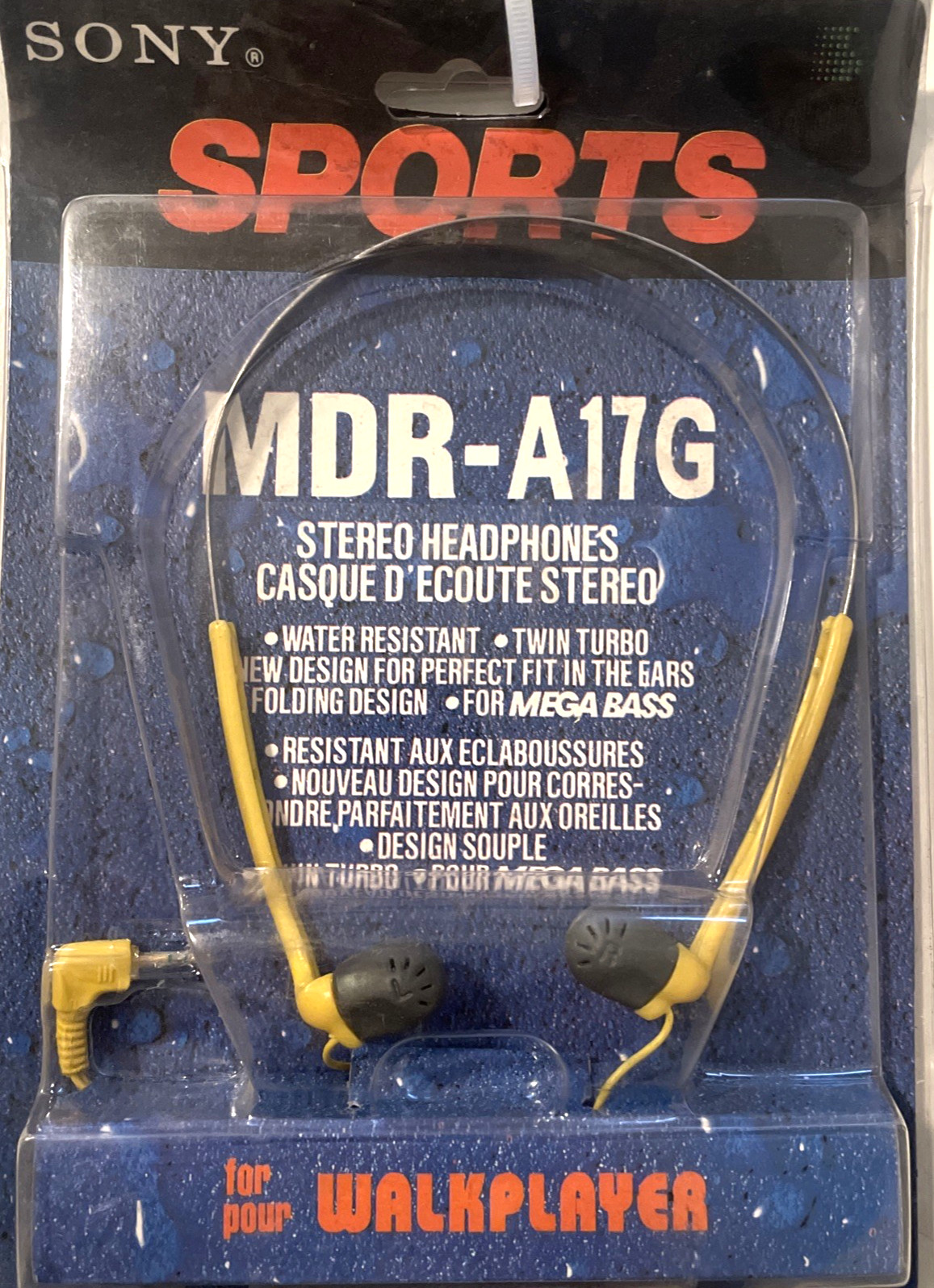 Vintage 90s Sony Sports MDR-A17G Walkman Headphones - New, Original Packaging