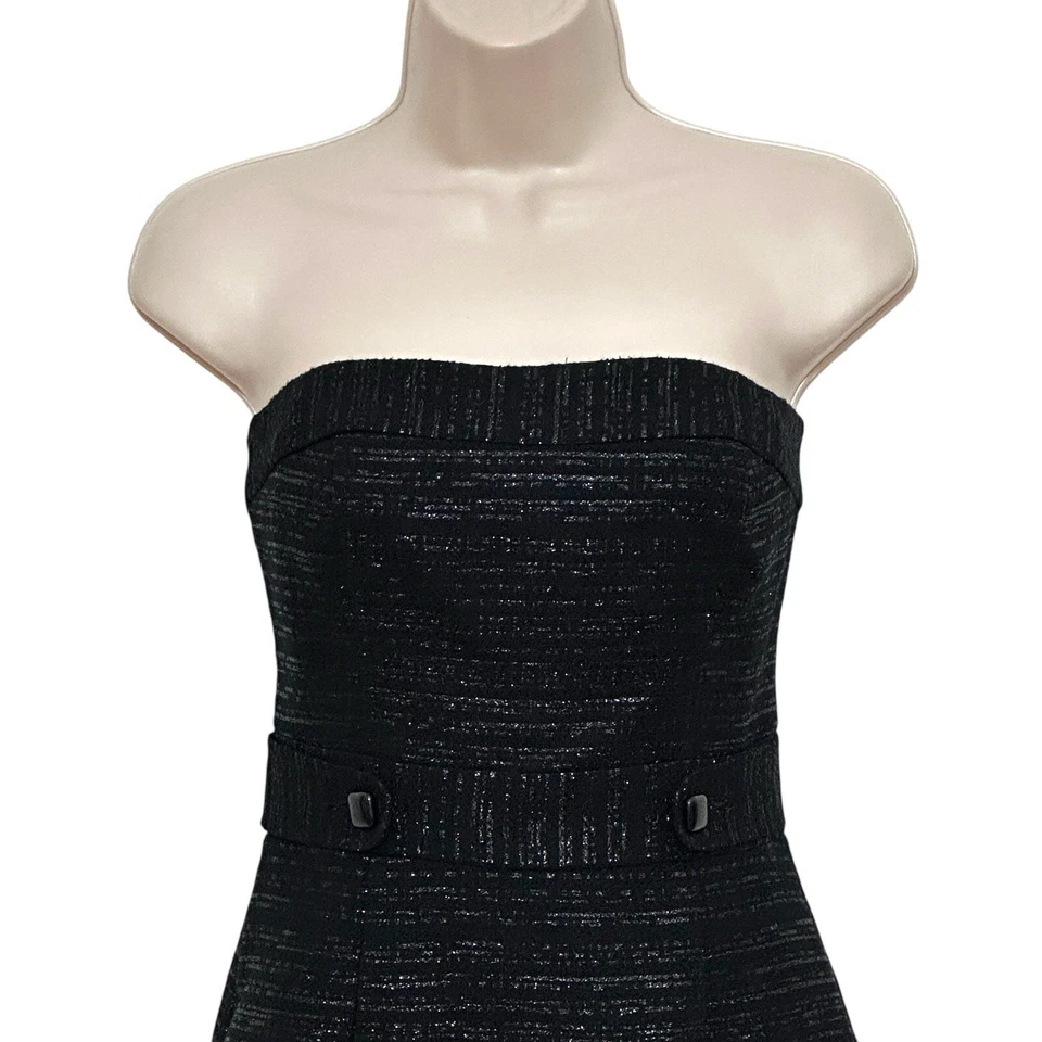 Vestido Feminino Trina Turk 0 Preto Brilhante Bainha Sem Alças Clássico Coquetel - Imagem 3 de 4