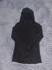 Woolly Women’s Gray Lightweight Snorkel Hoodie Large Merino Wool Long Sleeve Gym