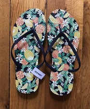 Lot of 2 NEW Old Navy Classic Flip Flops Women Size 8 Floral White Slip On