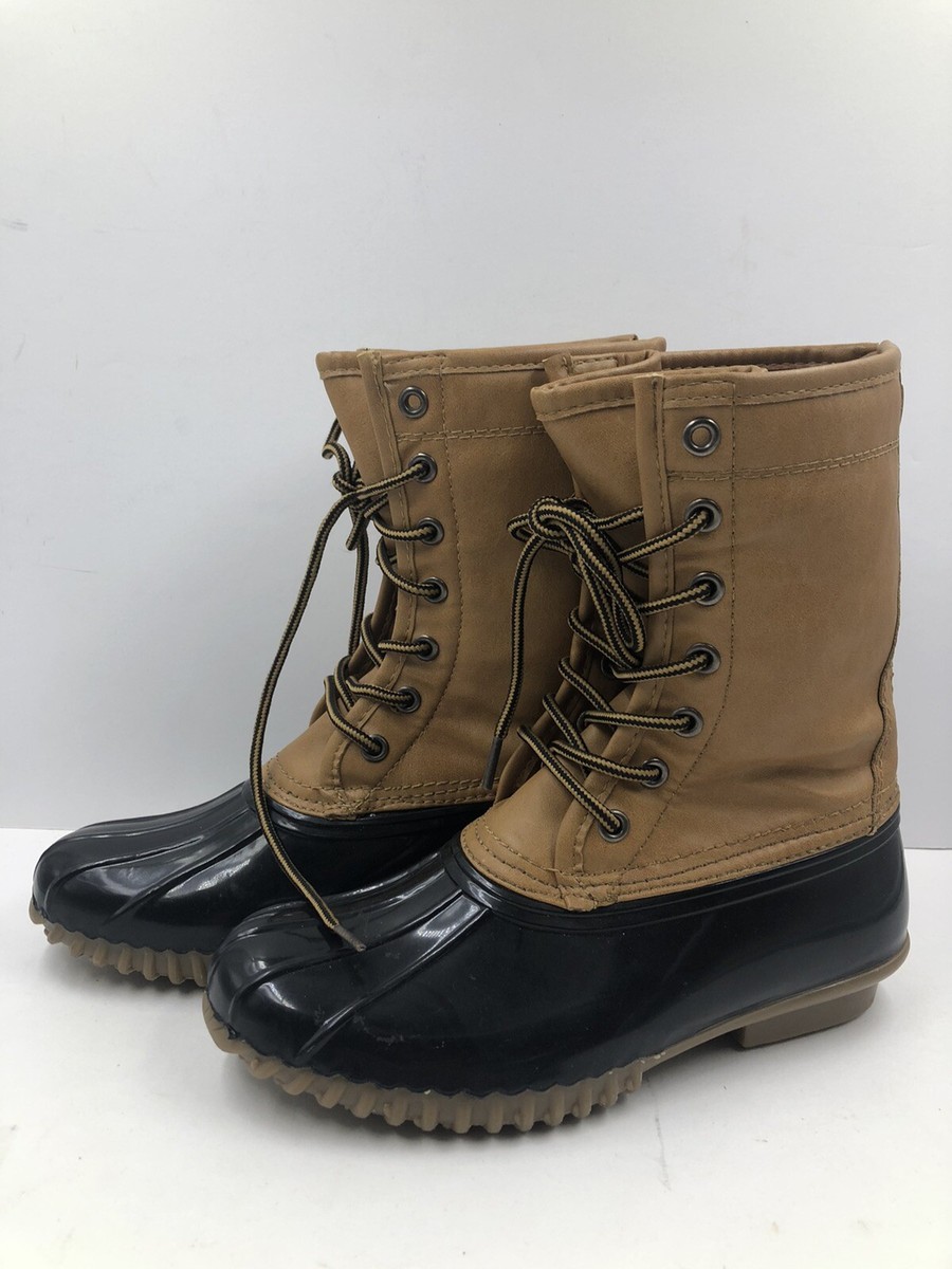 duck boots brown and black