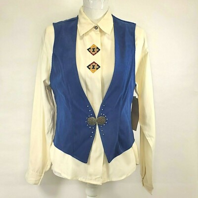 Southwest Canyon New Frontier Top Shirt & Vest Set Embroidered Womens Small