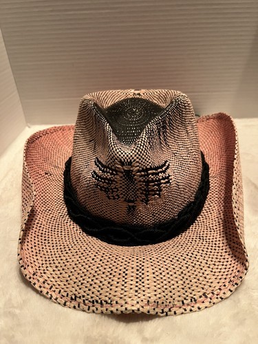 Black Rope Tassel Cowboy Style Hat EUC 