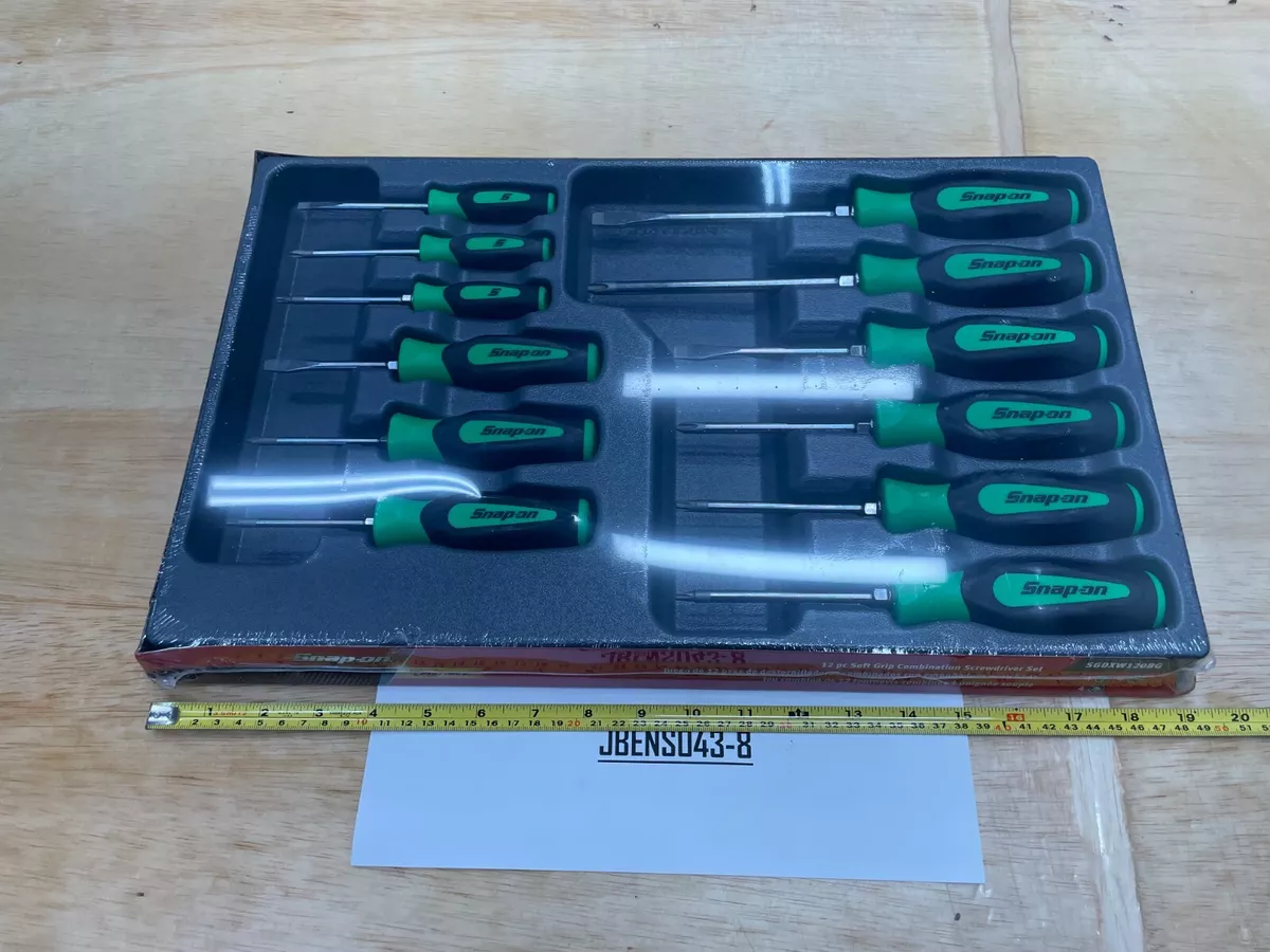 Snap on Tools USA NEW 12pc GREEN Soft Grip Combo Screwdriver Set SGDXW120BG