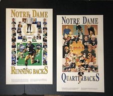 2 Vtg Notre Dame Football Posters Prints Running Backs Quarter Backs Wainwright