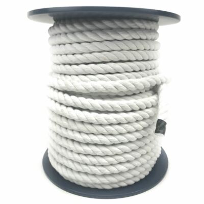 Baumwollseil 6 mm Naturoptik weiß x 75 Meter auf einer Rolle, 3 Strang Kordel