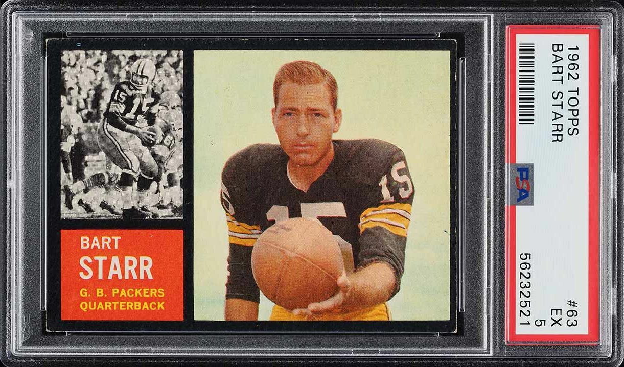 1962 Topps FB Card # 63 Bart Starr HOF SHORT PRINT PSA 5 EX