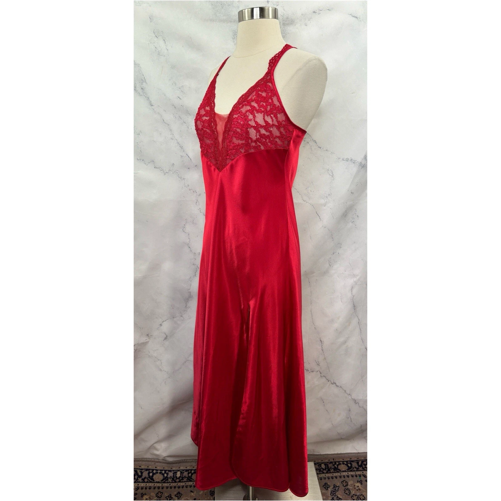 UNDERCOVER Camicia da notte Victorias Secret lingerie abito slip etichetta oro rosso M romantico gotico