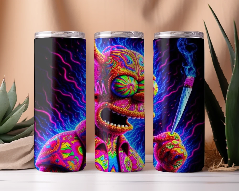 Tumbler Skinny 20oz  w/ Lid & Straw  Weed Leaf Cannabis Marijuana 420