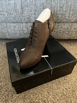 Wallis Ally braune Leder Stiefeletten Schnürung & Reißverschluss Größe UK 6 EUR 39 65£