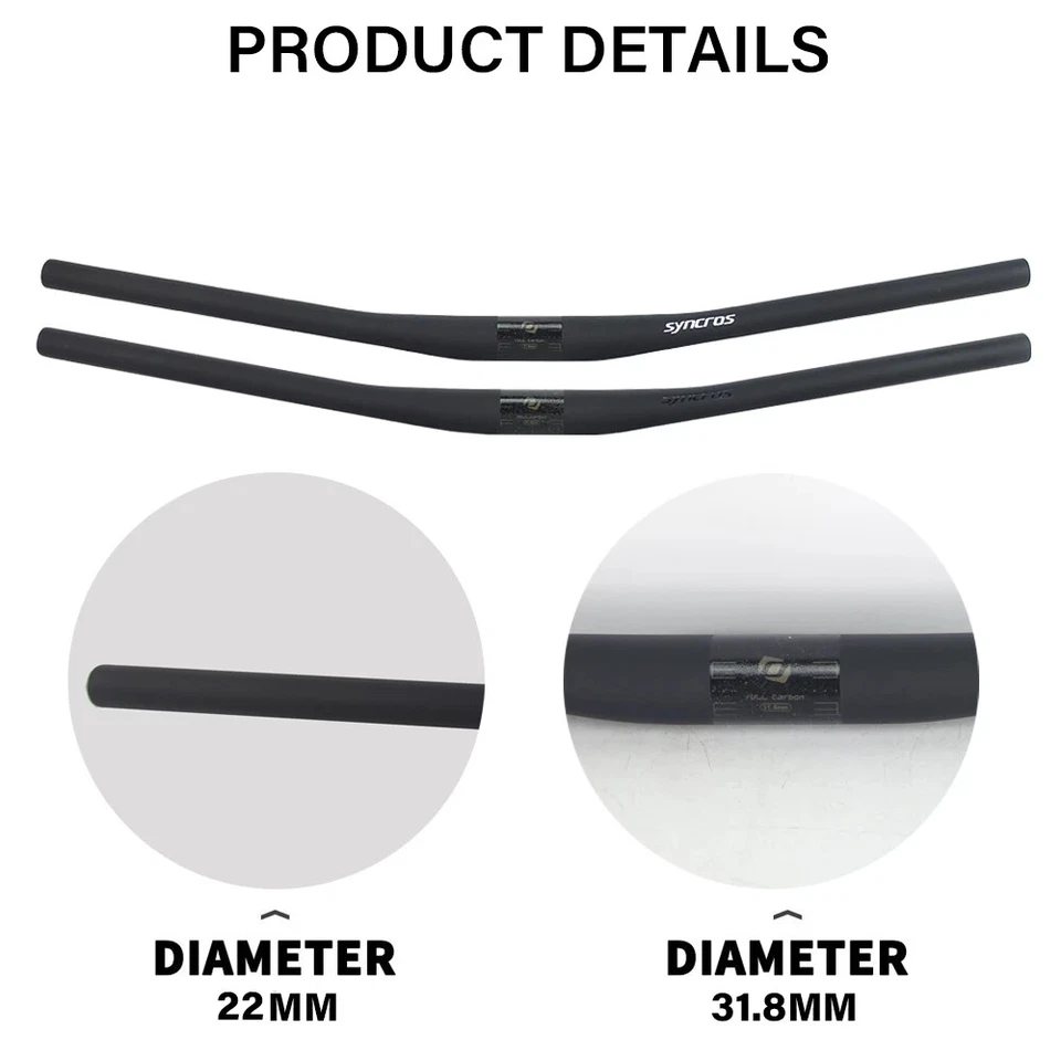 Carbon Fiber Diameter 31.8mm MTB Bicycle Handlebars 9 Degree 680/700/720/740mm - Image 3 of 4