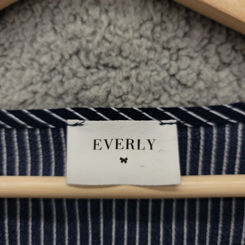 Everly Shirt Womens Small Blue White Striped Long Sleeve Top - Image 4 of 4