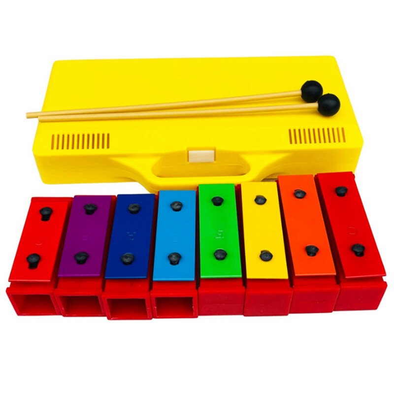 2X(8 es Chromatic Xylophone Glockenspiel Resonator Bells with Yellow