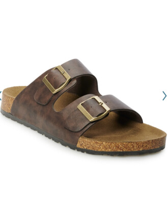 Mens Double Buckle Adjustable Flat Sandals-Brown-Size(M-8/9  display picture 1