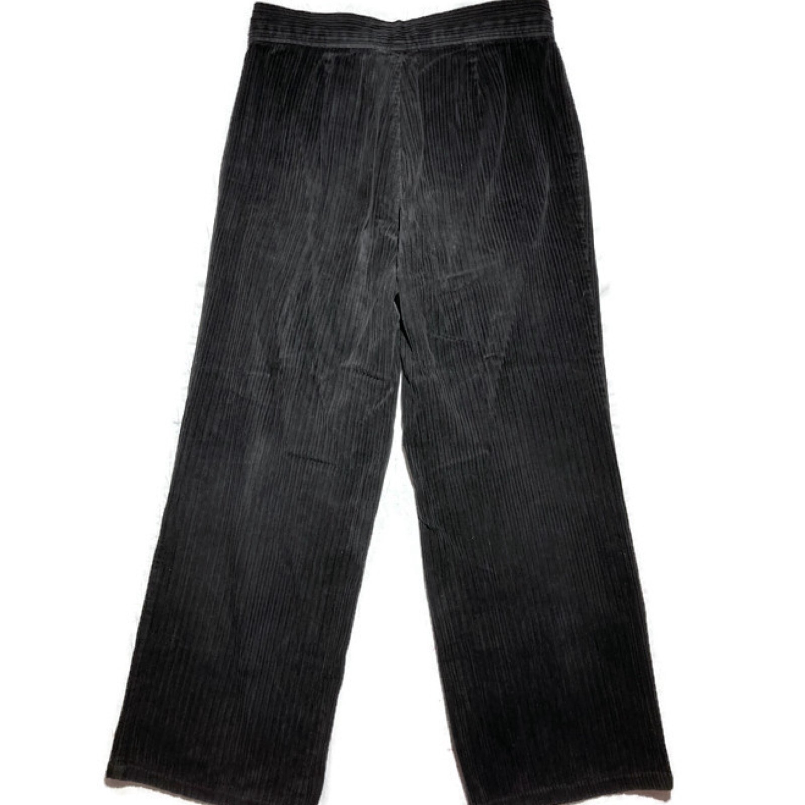 Vtg 90s Y2K black corduroy wide leg flare pants Clueless punk goth grunge L image 4