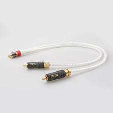 HiFi Silver Plated Cable RCA Female to Dual Male RCA Plug Y Splitter Audio Cable