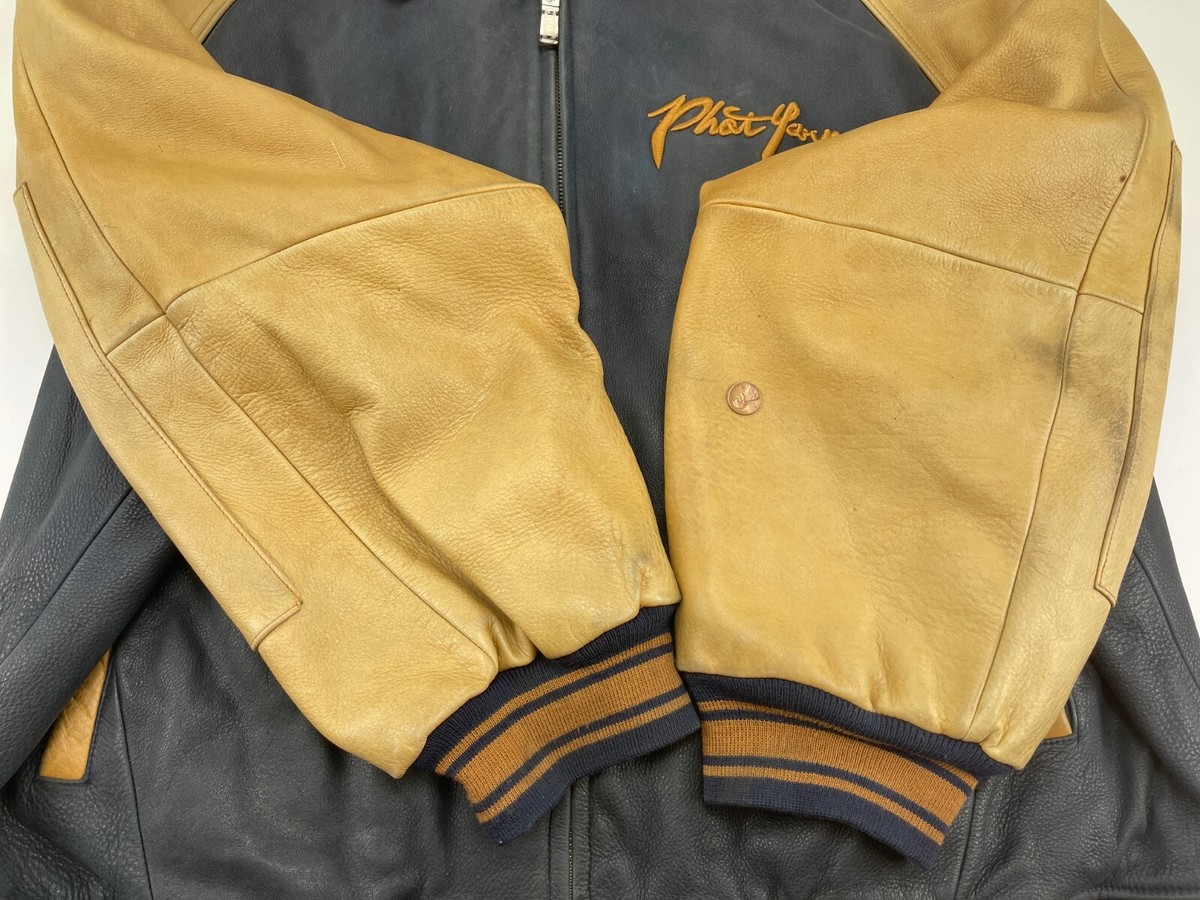PHAT FARM leather jacket, vintage Russell Simmons, varsity PHAT FARM leather jacket, vintage Russell Simmons, varsity