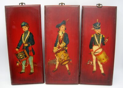 絵画 Drummer boy, war of 1812 Set 3-Yorkcraft? Wooden Wall Paintings Revolutionary/1812/Civil