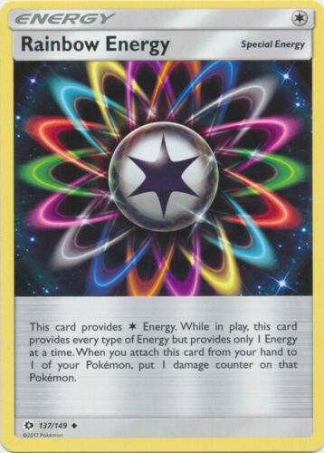 Rainbow Energy 137/149 Sun & Moon Base Reverse Holo Light Play Pokemon DNA GAMES