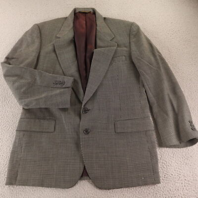 Nino Cerruti Jacket M Gray Birdseye Check 100% Wool Blazer Sport Coat 42R