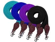 ROPING or BARREL REINS Showman 8' Flat Cotton Slobber Straps & Scissor Snap Ends