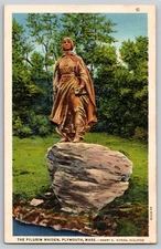 Postcard Vtg Massachusetts Plymouth Massasoit Statue Friend Of Pilgrims