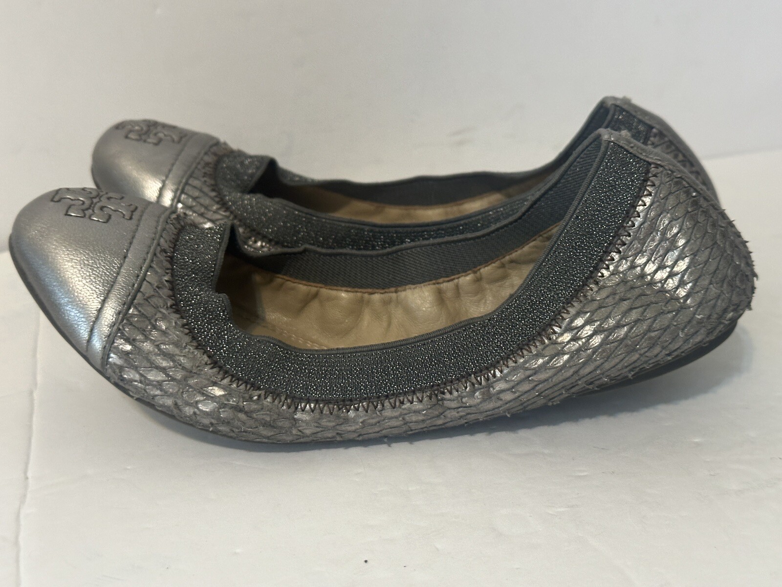 Tory Burch Gabby Ballet Metallic Python Print/Met… - image 2