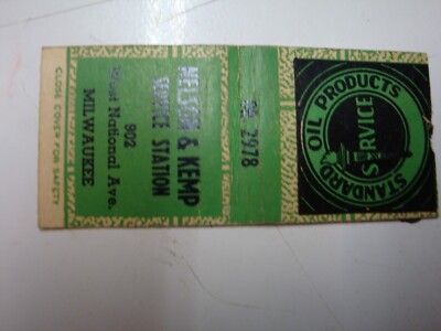 Nelson & Kemp Service Statin Milwaukee Wis. Standard Oil 1930s Matchbook