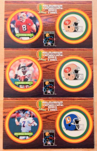 Tombstone Pizza Milkcap NFL Football Cards - John Elway, Steve Young, Jerry Rice - Picture 1 of 5