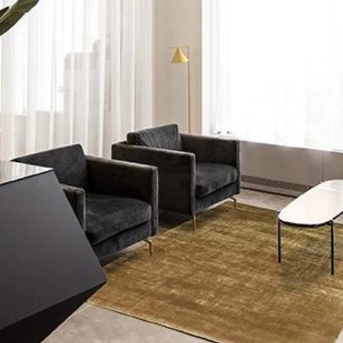 Alfombra tradicional telar a mano alfombra de viscosa dorada, alfombra de seda artística anudada a mano Foto 4 de 4