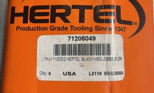 6 pack) Hertel 71206049 Jobber Length Drill Bit: 0.295″ Dia, 118 °, Black HSS - Picture 2 of 5