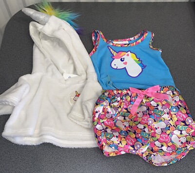 Build a Bear Einhorn Outfit Oberteil Weste Shorts Hoodie Friends Forever Pyjama Nachtwäsche