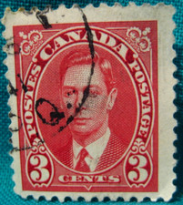 Canada 3c King George VI-Used Single-Light Cancel-Issued 1937-38