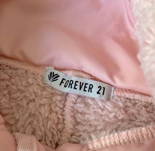 Forever 21 Women's Half Button Fleece Long Sleeve Pink Jacket Size M - Picture 8 of 8