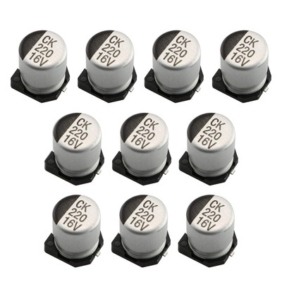 Tegg Capacitor 10PCS 220Uf 16V 20% SMD Aluminium Electrolytic Capacitors 