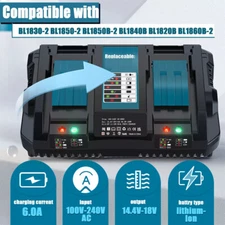 DC18RC Dual port charger For Makita 18V BL1830 BL1860 BL1840 LXT charger