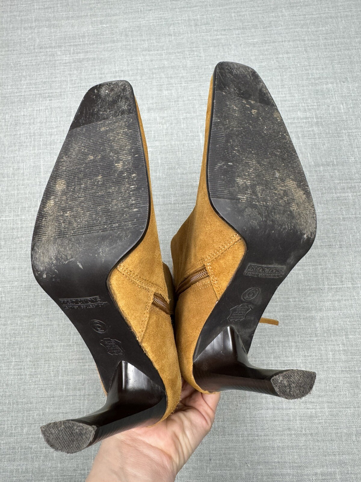 Brown Suede Fringe Ankle Boots Y2K Boho Chic Western Cowgirl Square Toe 90s US 6