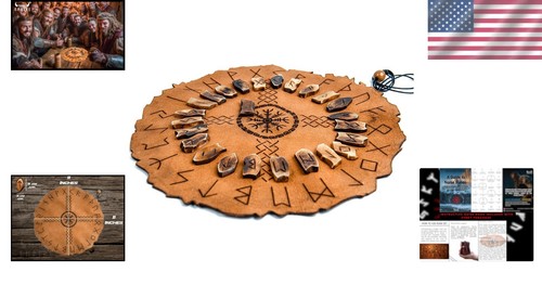 Authentic Viking Rune Set with Leather Divination Mat & Handmade Ox Bone Runes - Picture 2 of 10