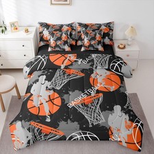 Boys Bedding Sets Queen,Black Basketball Comforter Set for Boys,Sports 7 Pcs ...