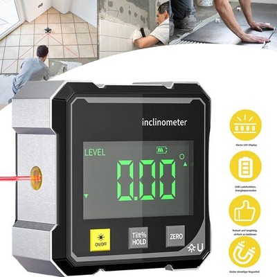 Magnet Winkelmessgerät Level Box 360° Digitale Wasserwaage Laser Wasserdicht