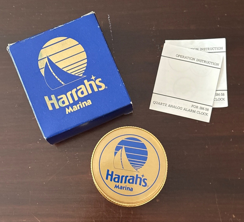 Travel Alarm Clock Harrah's Marina Coin Stack Original Box Instruction Casino