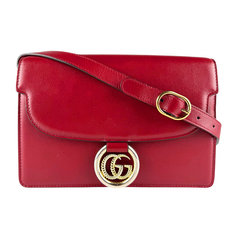 Borsa a tracolla originale Gucci GG Marmont in pelle rossa - z8670