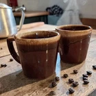 Vintage McCoy Pottery USA Brown Drip Glaze Coffee Mugs Set Of 2