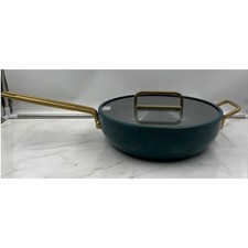 GreenPan x Stanley Tucci Saute Pan Lid Teal Gold Handles Non-Stick 4.5qt Inducti