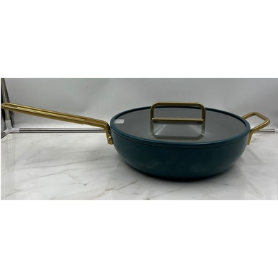 #ad GreenPan x Stanley Tucci Saute Pan Lid Teal Gold Handles Non Stick 4.5qt Inducti $248.95