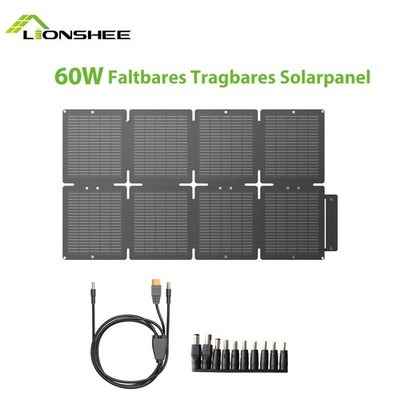 60W Faltbar Solarpanel Solarmodul Power Bank Handy USB Ladegerät Camping Wandern