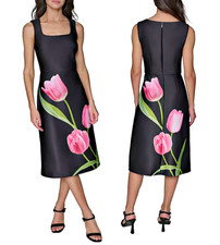 Karl Lagerfeld Tulip Print Scuba Sleeveless Sheath Midi Dress sz 6 149