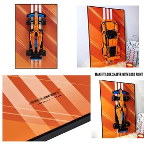 Acrylic Top-Speed Wall Mount Display for LEGO&reg; Technic&trade; McLaren/Porsche Orange