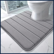 U-Shaped Toilet Mat Memory Foam Bath Non-Slip Mats Floor Coral Fleece Carpet Rug